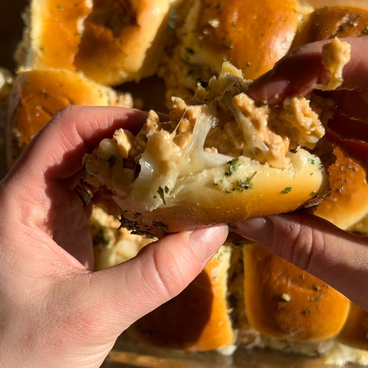 Hands holding a slider.