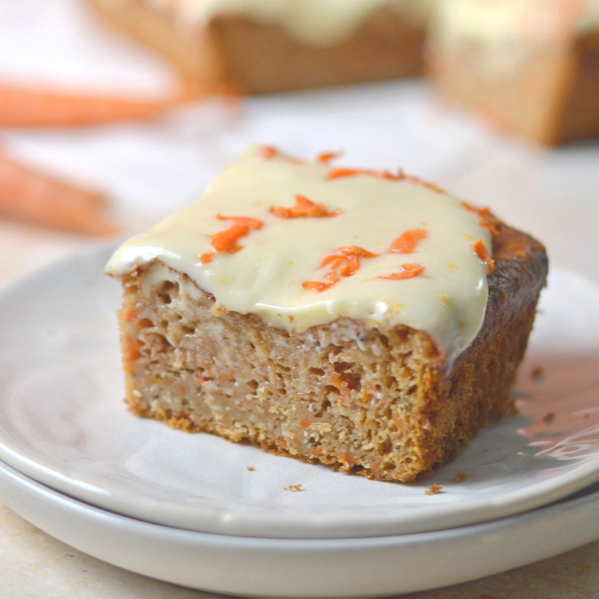 Protein carrot cake on a plate.