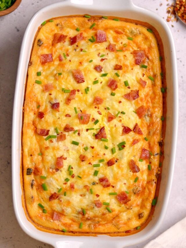 Bacon Gruyere Cottage Cheese Egg Bake - Joy to the Food