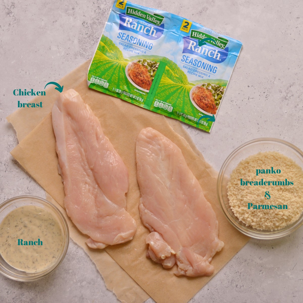 Panko Crusted Chicken Ingredients.