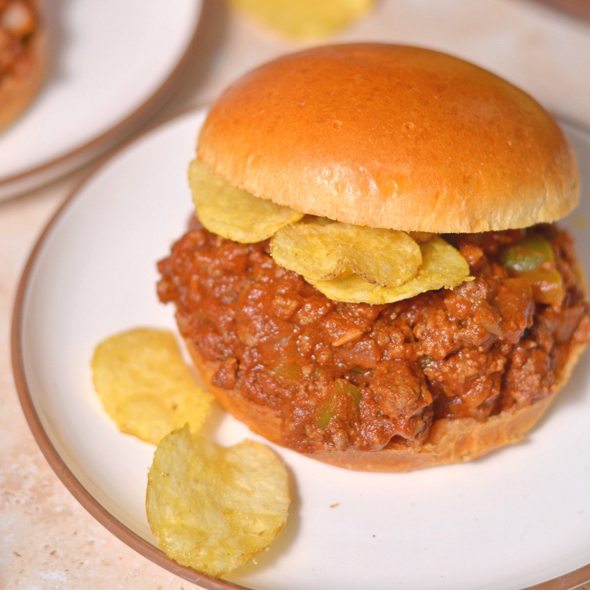 Sloppy joes with potato chips.
