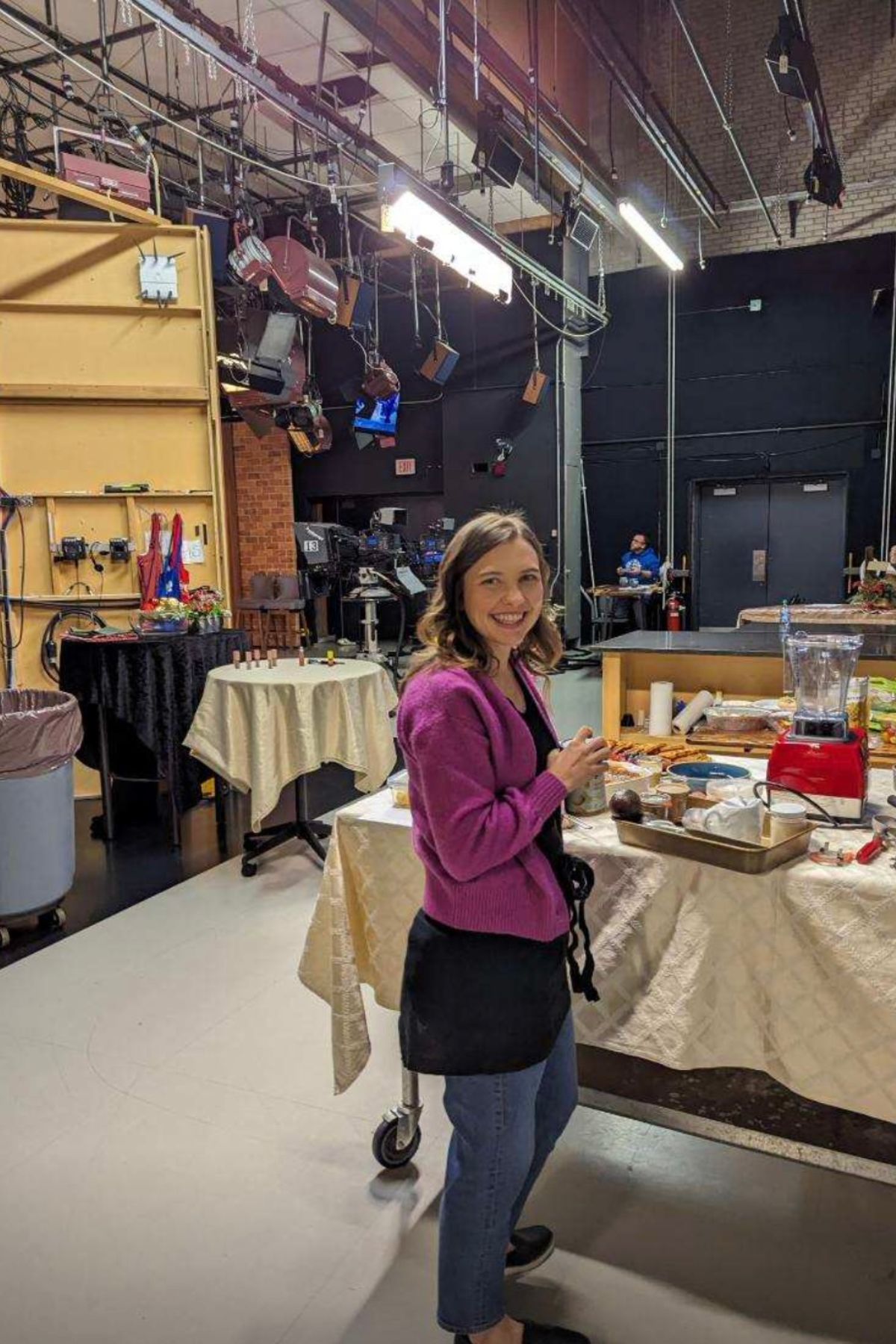 Mika on the set of twin cities live before a TV segment.