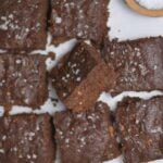 cottage cheese brownies with flaky sea salt.