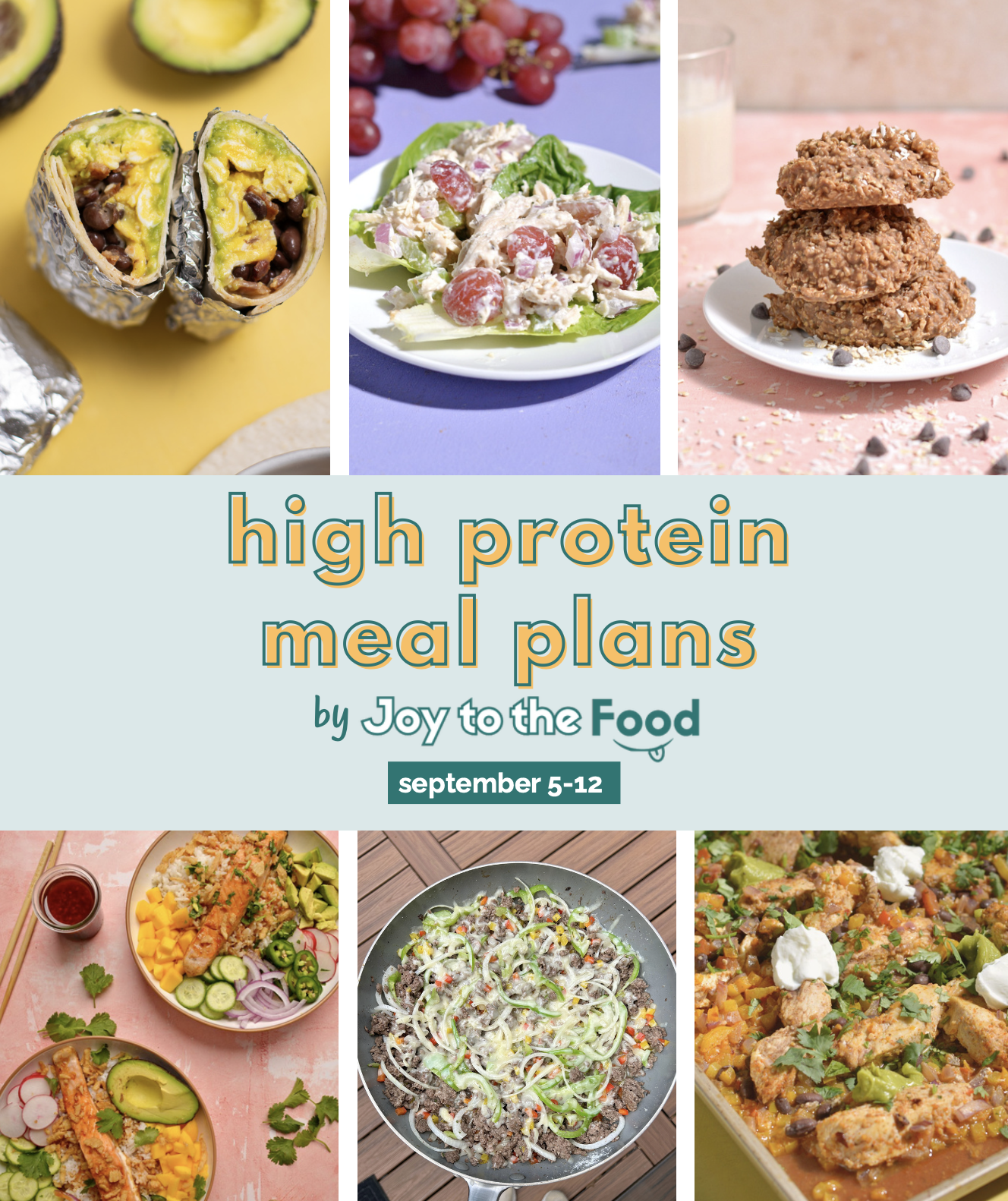 A collage of recipes included in week 1 of the meal plan.