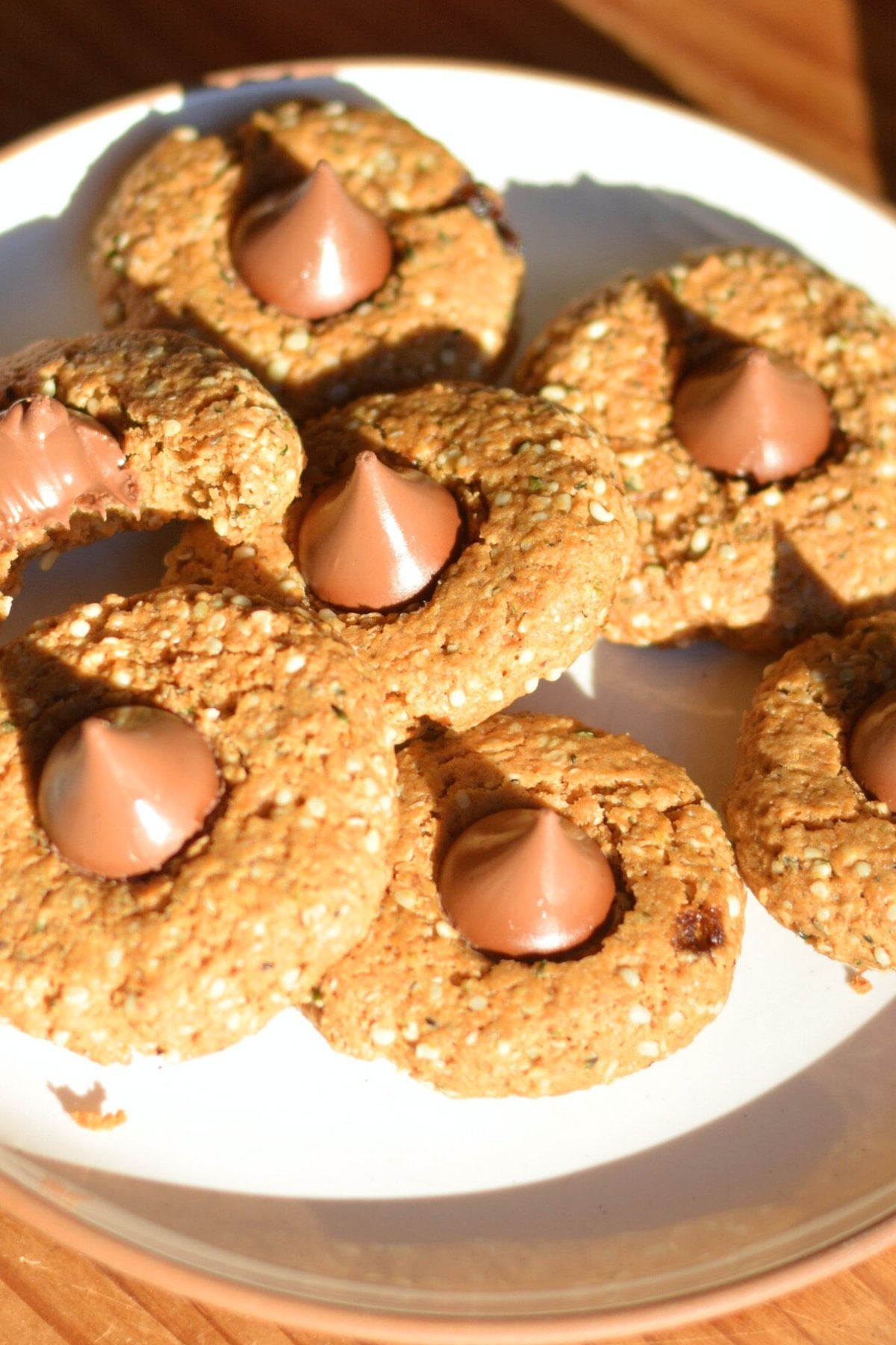 Peanut butter blossoms on a tray.