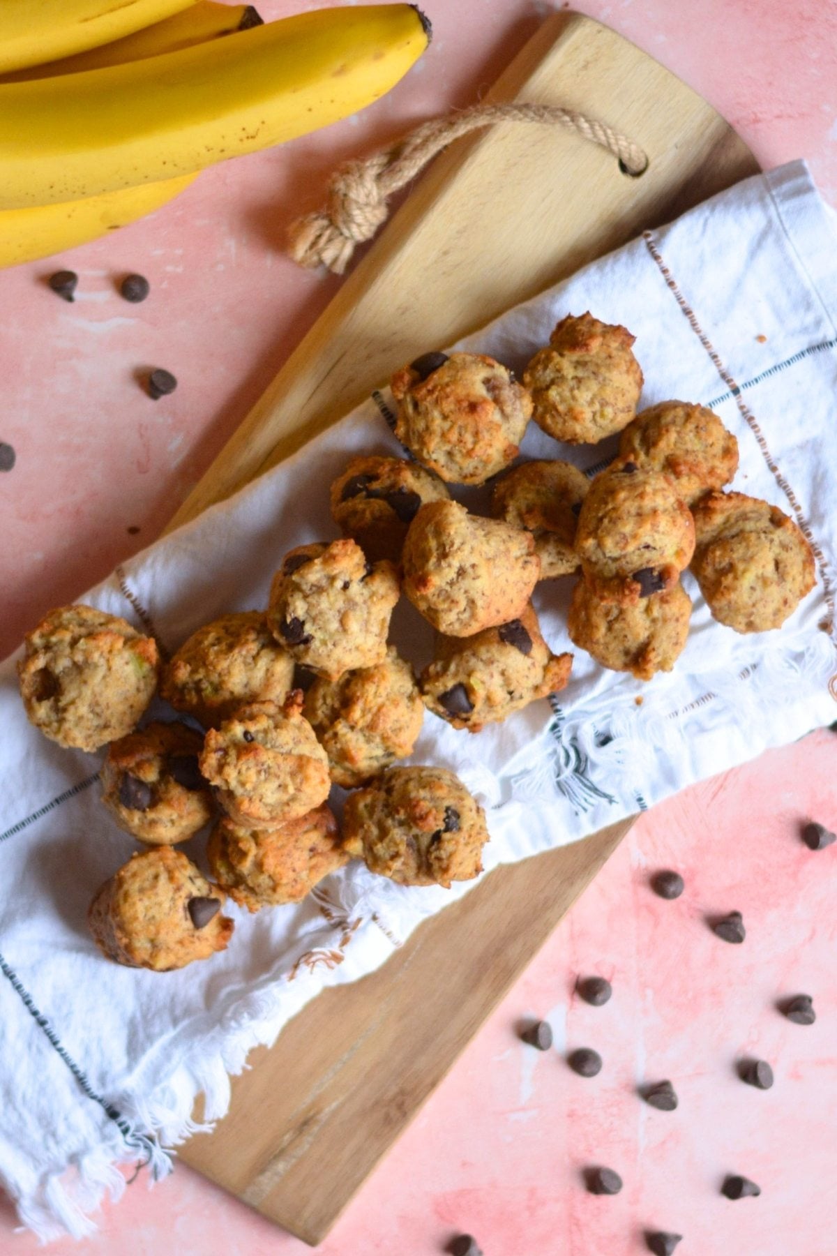 A platter of banana bread bites.