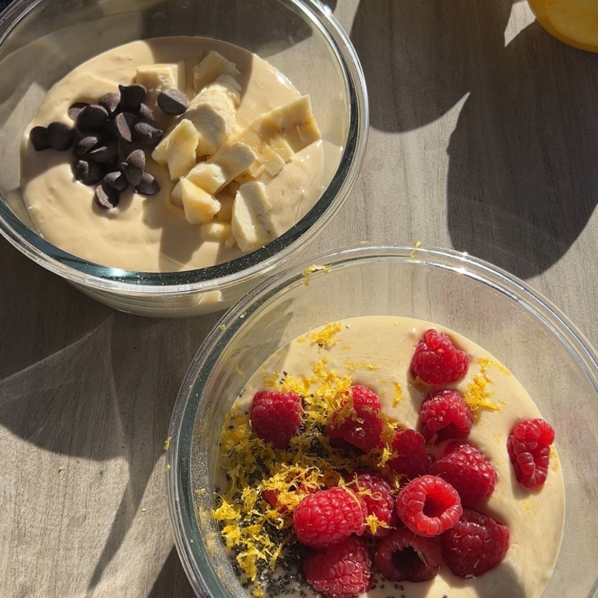 Pancake bowls before mixing in the variations.