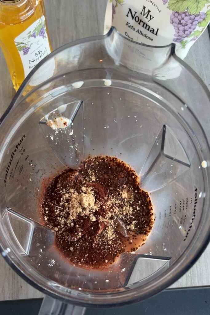 Silken tofu and soy milk in blender for protein frappuccino