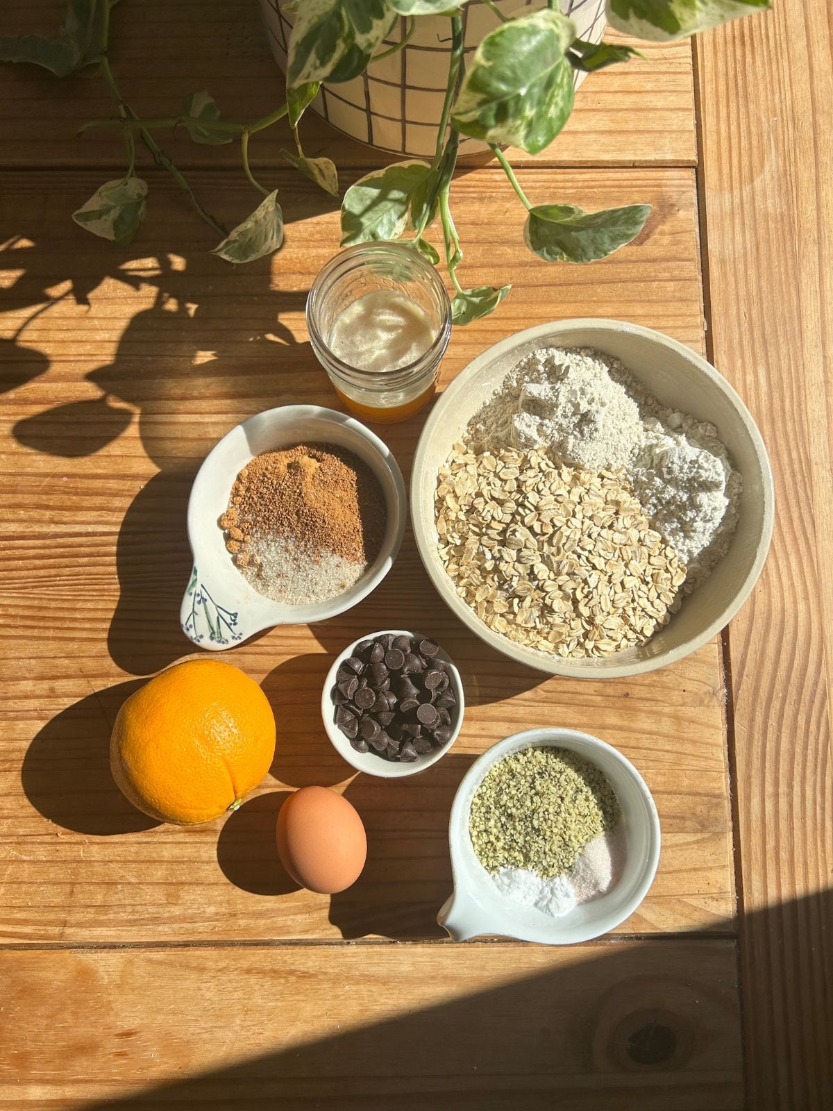 Ingredients for the oatmeal protein cookies.