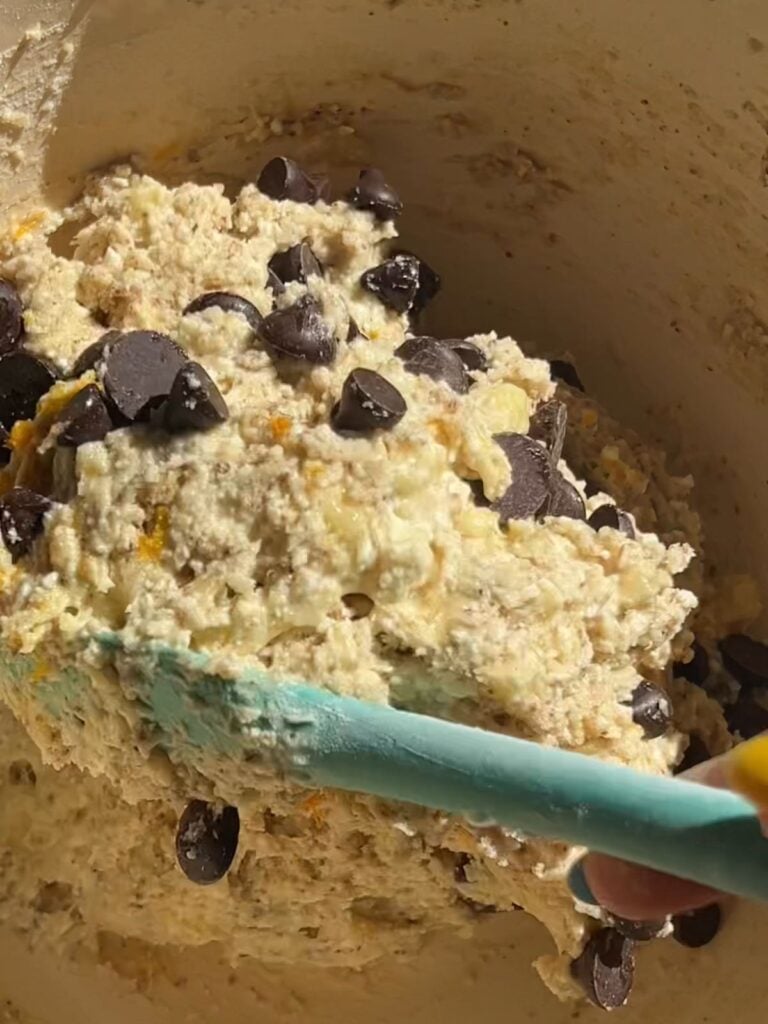 Mixing protein banana bread batter.