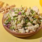 A bowl of cashew chicken salad.