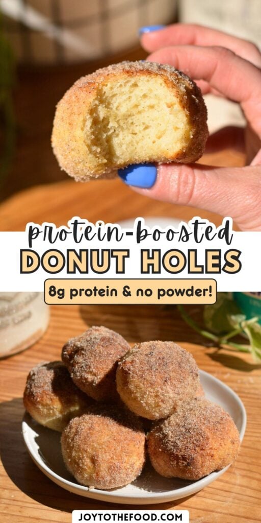 A Pinterest Pin showing cottage cheese donut holes.