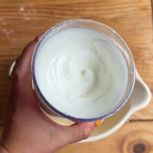 Egg whites whipped.