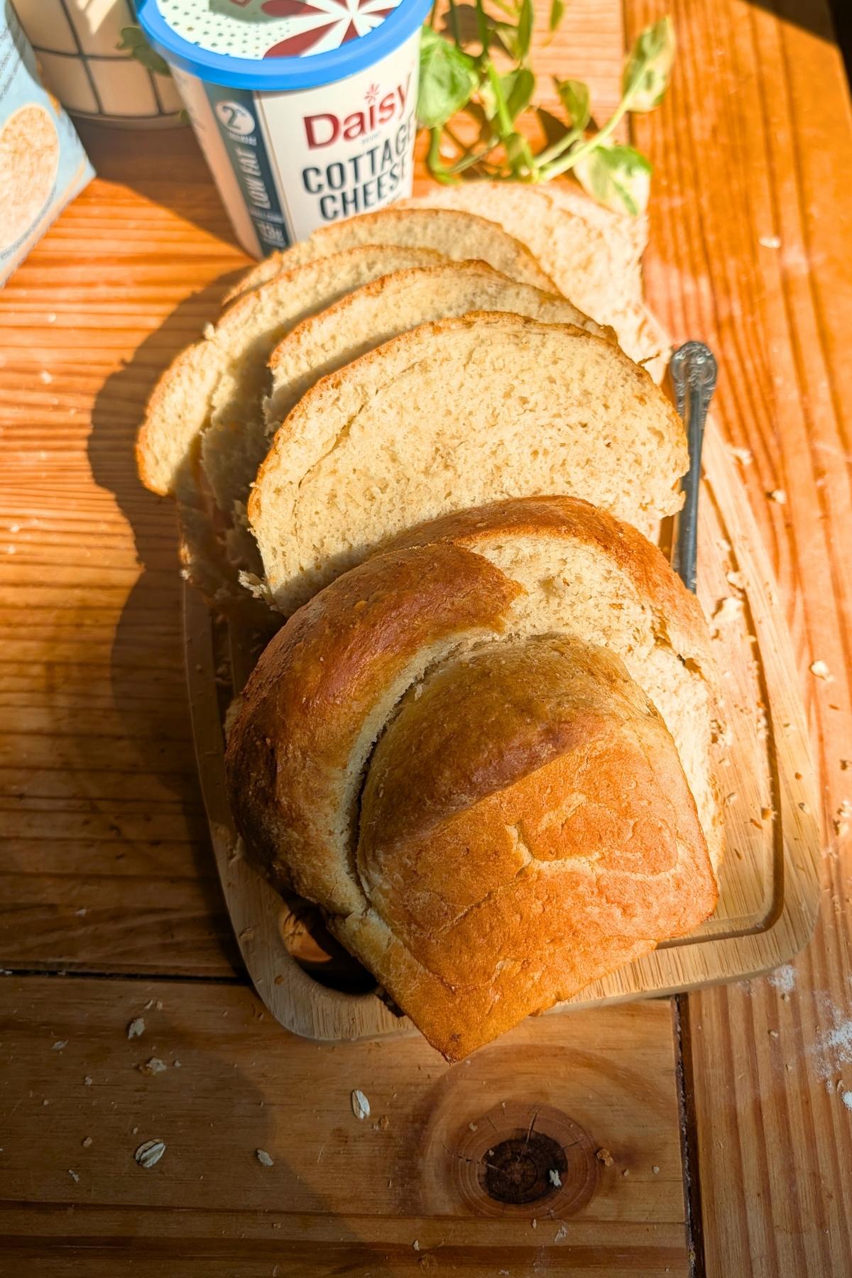 Sliced honey oat bread.